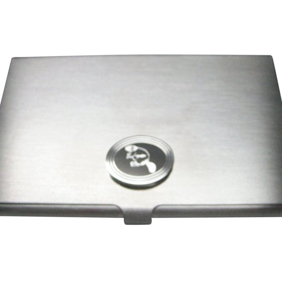 Engraved Business Card Holder | Etched Memory Etched Oval Beaver Business Card Holder